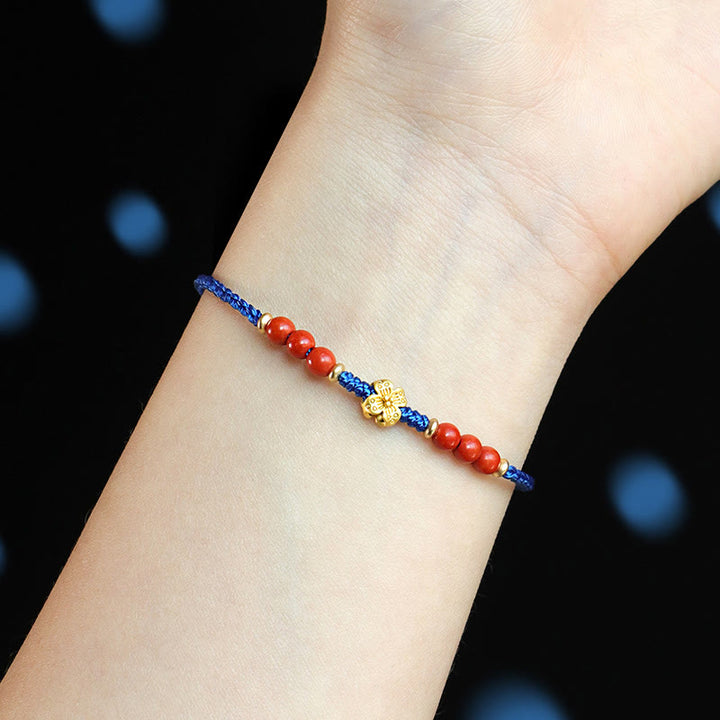 Buddha Stones Klein Blue String South Red Agate Garnet Copper Flower Power Braccialetto