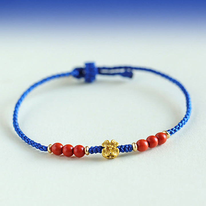 Buddha Stones Klein Blue String South Red Agate Garnet Copper Flower Power Braccialetto