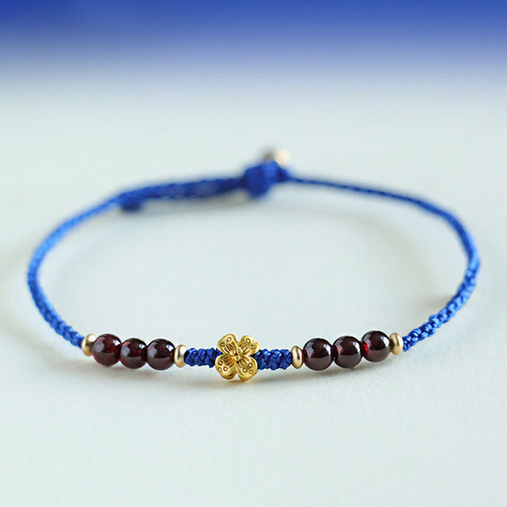 Buddha Stones Klein Blue String South Red Agate Garnet Copper Flower Power Braccialetto