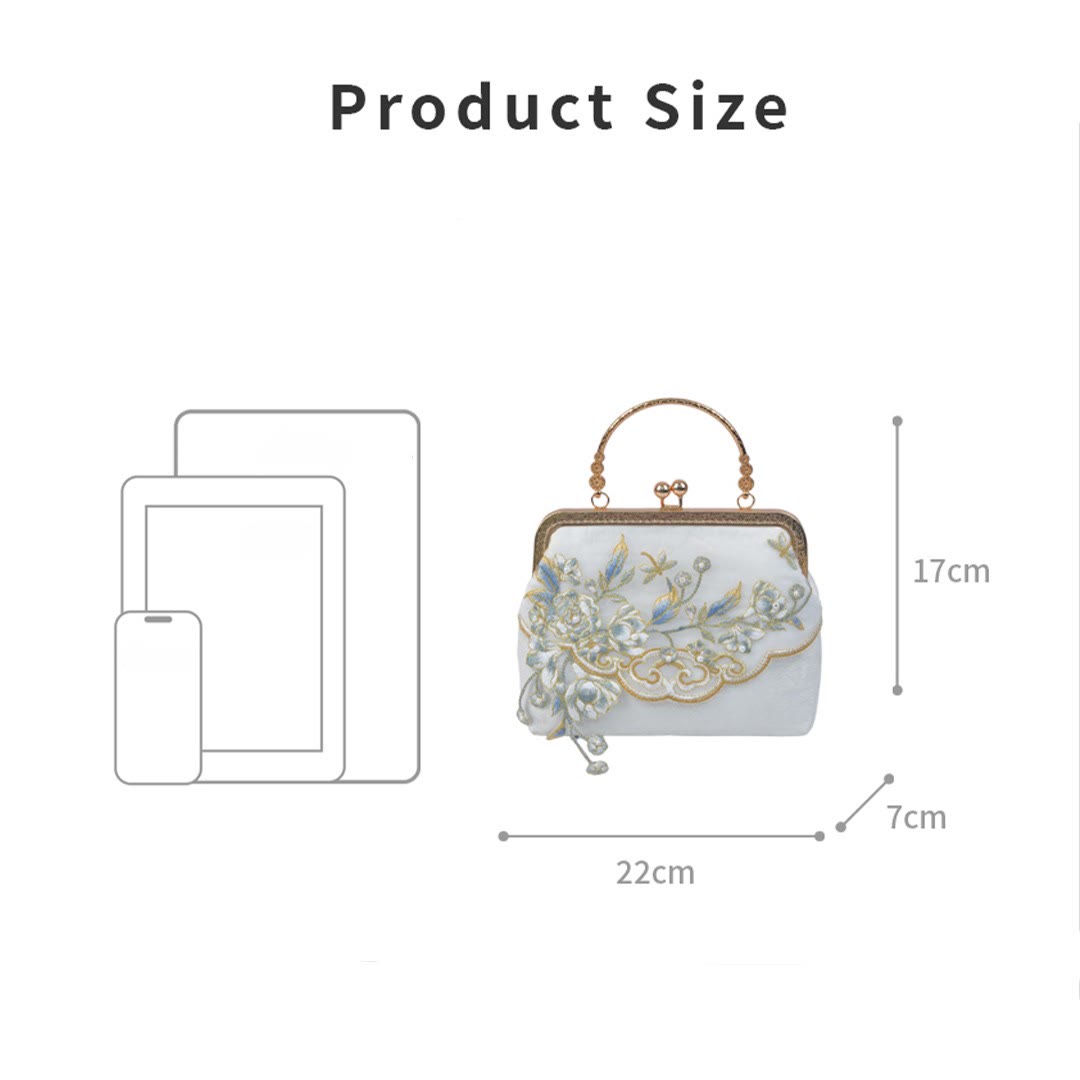 Buddha Stones Jasmine Flowers Ricamo Perle Catena Borsa a Tracolla Borse