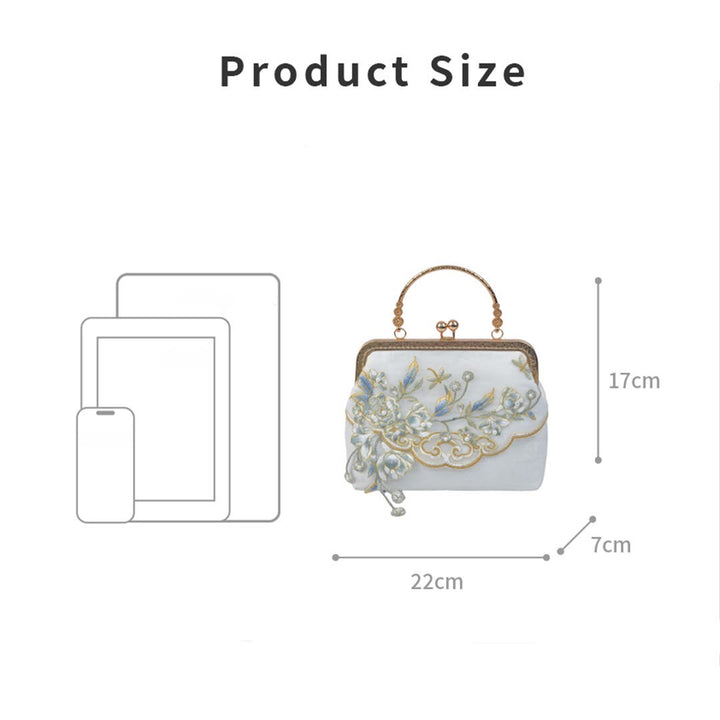 Buddha Stones Jasmine Flowers Ricamo Perle Catena Borsa a Tracolla Borse