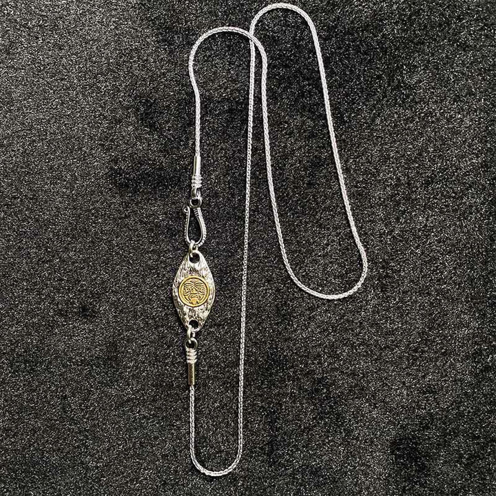 Buddha Stones Argento Sterling 925 Tibet Giallo Jambhala Dio della Ricchezza Dzi Bead Om Mani Padme Hum Felicità Collana Pendente