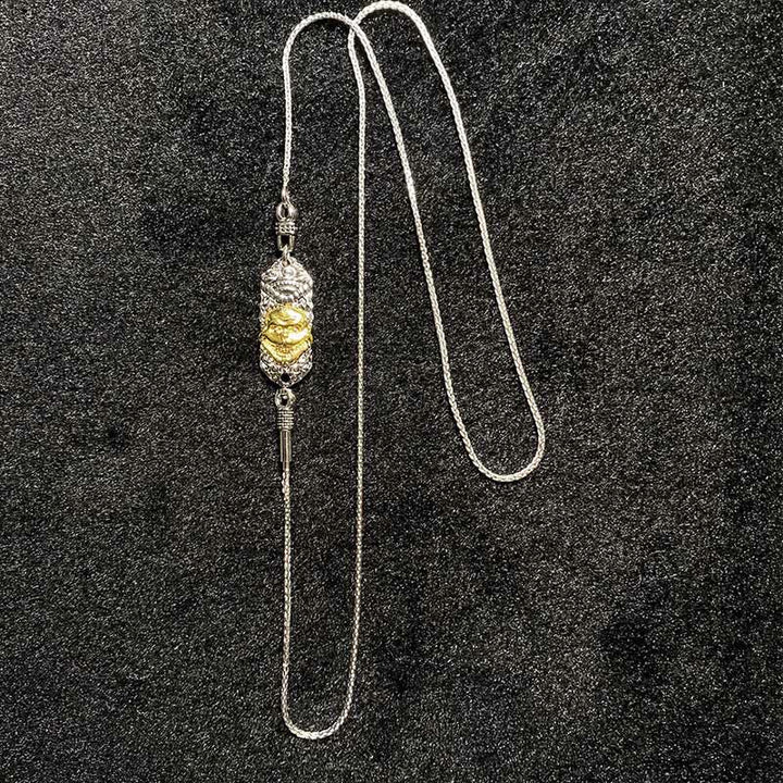 Buddha Stones Argento Sterling 925 Tibet Giallo Jambhala Dio della Ricchezza Dzi Bead Om Mani Padme Hum Felicità Collana Pendente
