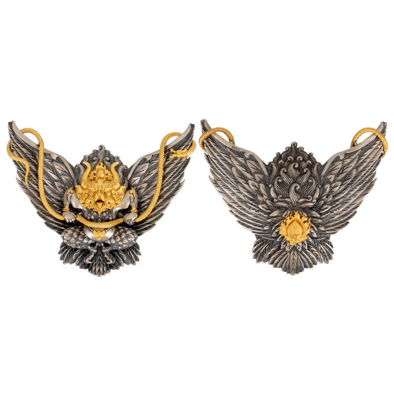 Collana con ciondolo a forma di serpente drago uccello Garuda tibetano in argento sterling 925 Buddha Stones - image 11