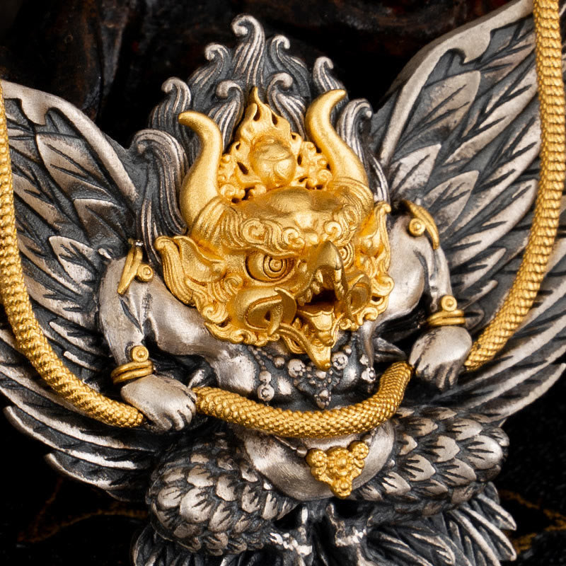 Collana con ciondolo a forma di serpente drago uccello Garuda tibetano in argento sterling 925 Buddha Stones - image 7