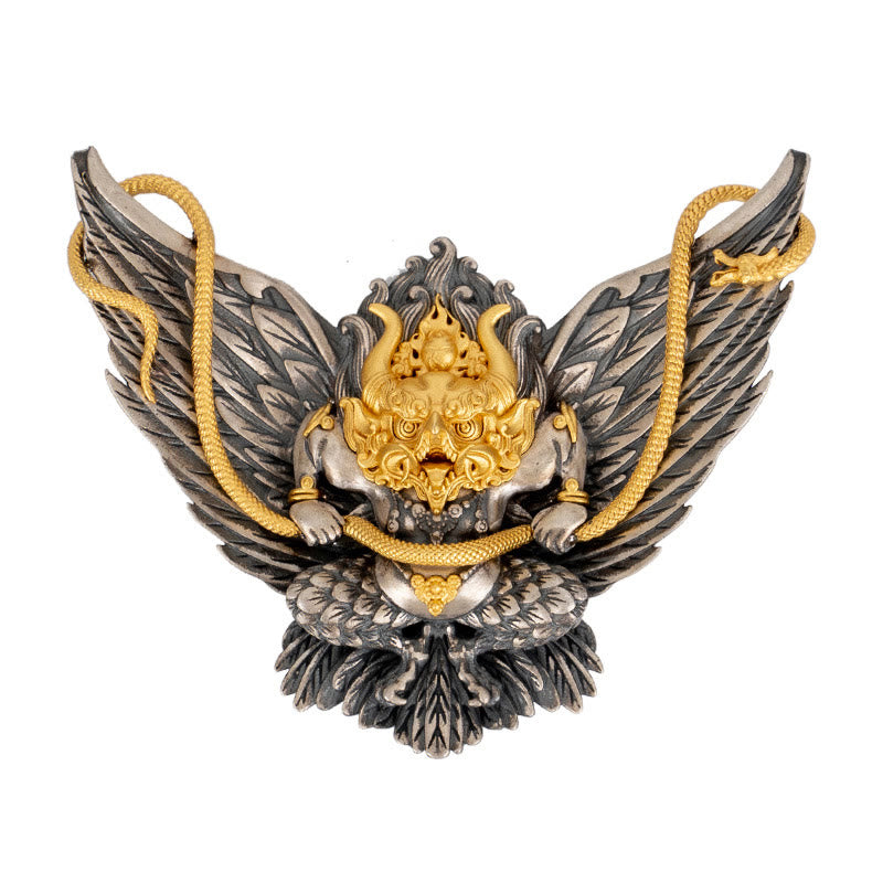 Collana con ciondolo a forma di serpente drago uccello Garuda tibetano in argento sterling 925 Buddha Stones - image 10