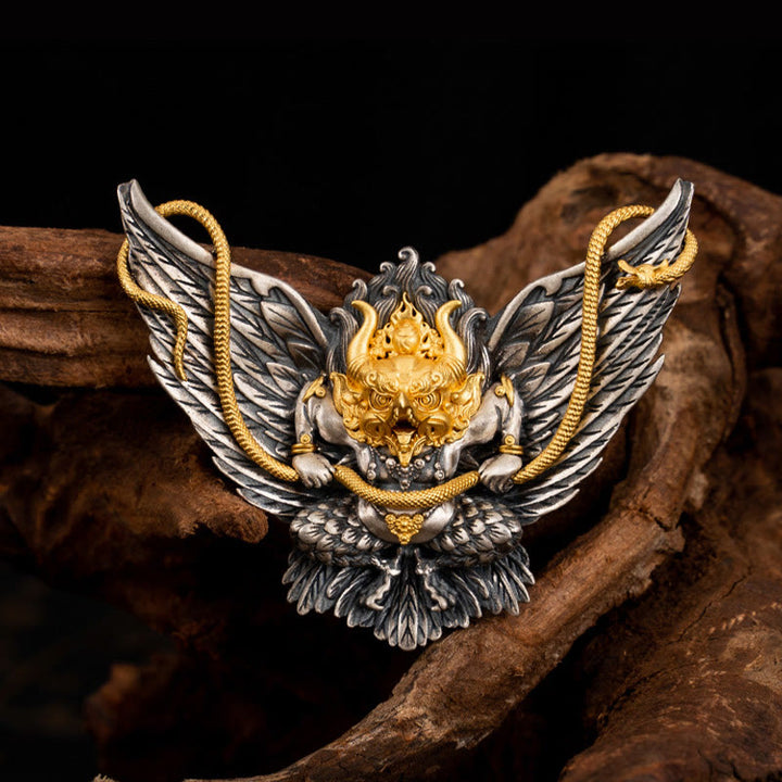 Collana con ciondolo a forma di serpente drago uccello Garuda tibetano in argento sterling 925 Buddha Stones - image 2