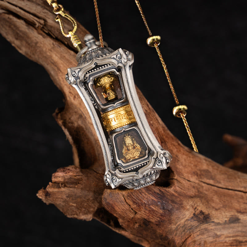 Collana con ciondolo a forma di dea della ricchezza, ciondolo a forma di Buddha Stones in argento sterling 925 tibetano Zakiram
