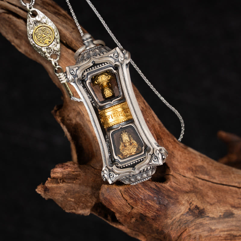 Collana con ciondolo a forma di dea della ricchezza, ciondolo a forma di Buddha Stones in argento sterling 925 tibetano Zakiram
