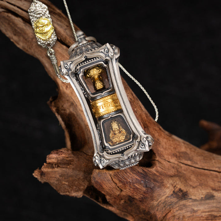 Collana con ciondolo a forma di dea della ricchezza, ciondolo a forma di Buddha Stones in argento sterling 925 tibetano Zakiram