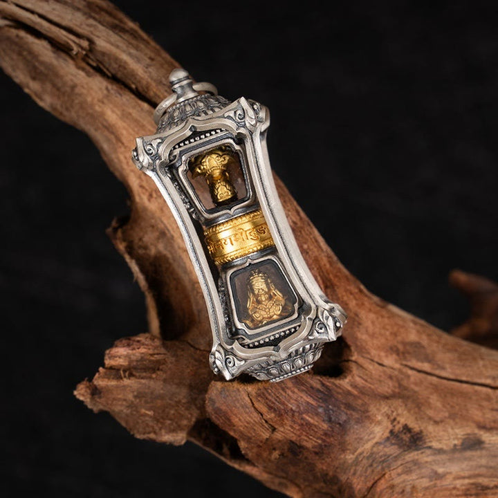 Collana con ciondolo a forma di dea della ricchezza, ciondolo a forma di Buddha Stones in argento sterling 925 tibetano Zakiram