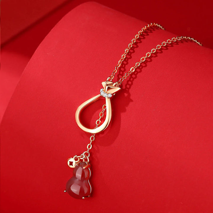 Buddha Stones Agata rossa Calcedonio Argento Sterling 925 Zucca Lucky Bag Collana con ciondolo di fiducia