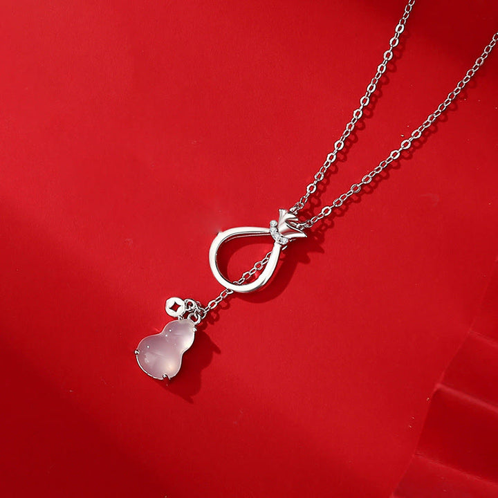Buddha Stones Agata rossa Calcedonio Argento Sterling 925 Zucca Lucky Bag Collana con ciondolo di fiducia