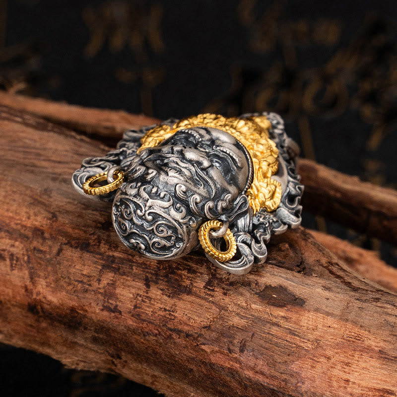 Collana con ciondolo in argento sterling 925 Buddha Stones in argento sterling tibetano giallo Jambhala, dio della ricchezza e protezione