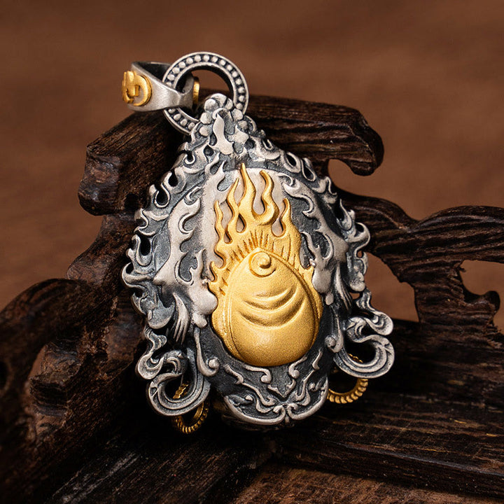 Collana con ciondolo in argento sterling 925 Buddha Stones in argento sterling tibetano giallo Jambhala, dio della ricchezza e protezione