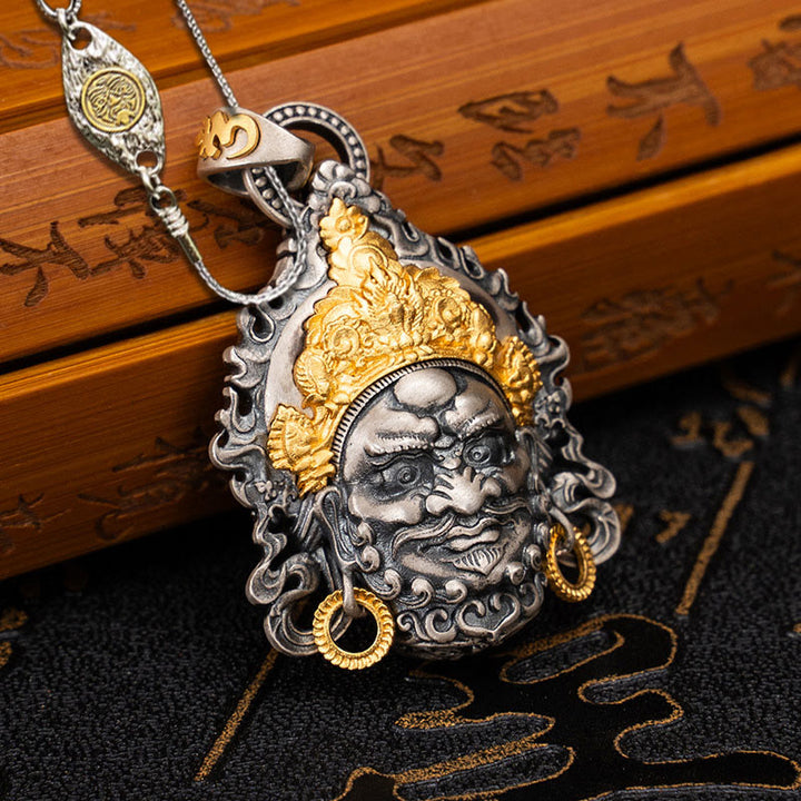 Collana con ciondolo in argento sterling 925 Buddha Stones in argento sterling tibetano giallo Jambhala, dio della ricchezza e protezione