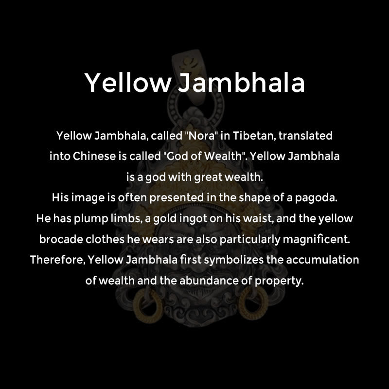 Collana con ciondolo in argento sterling 925 Buddha Stones in argento sterling tibetano giallo Jambhala, dio della ricchezza e protezione