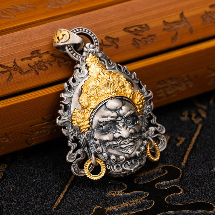 Collana con ciondolo in argento sterling 925 Buddha Stones in argento sterling tibetano giallo Jambhala, dio della ricchezza e protezione