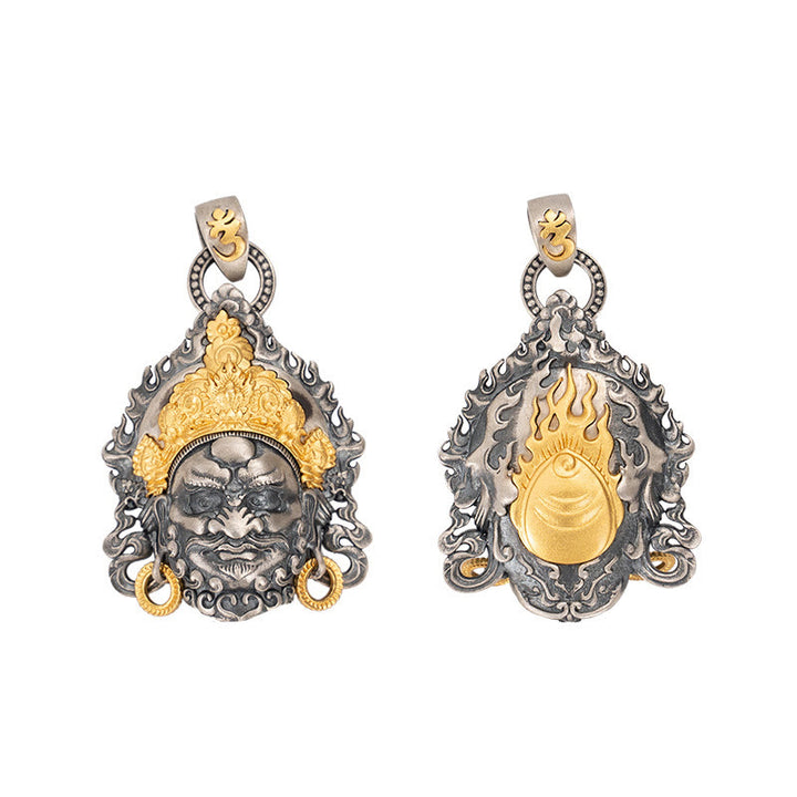 Collana con ciondolo in argento sterling 925 Buddha Stones in argento sterling tibetano giallo Jambhala, dio della ricchezza e protezione