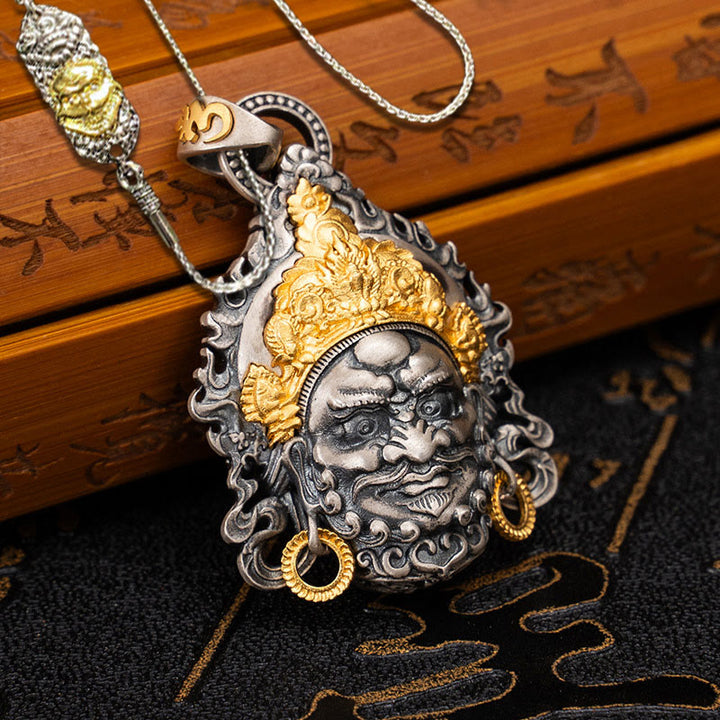 Collana con ciondolo in argento sterling 925 Buddha Stones in argento sterling tibetano giallo Jambhala, dio della ricchezza e protezione
