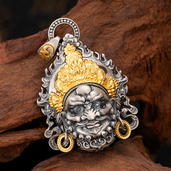 Collana con ciondolo in argento sterling 925 Buddha Stones in argento sterling tibetano giallo Jambhala, dio della ricchezza e protezione