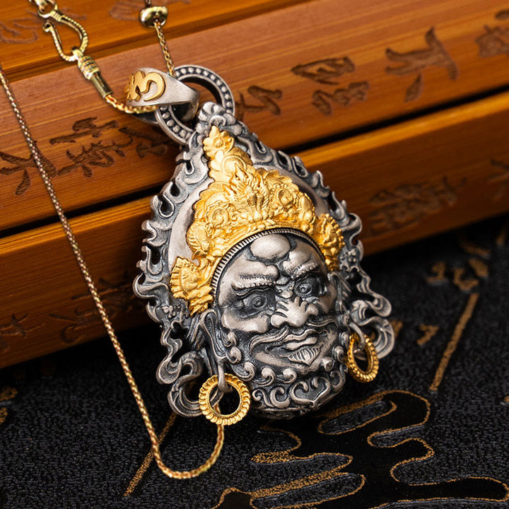 Collana con ciondolo in argento sterling 925 Buddha Stones in argento sterling tibetano giallo Jambhala, dio della ricchezza e protezione