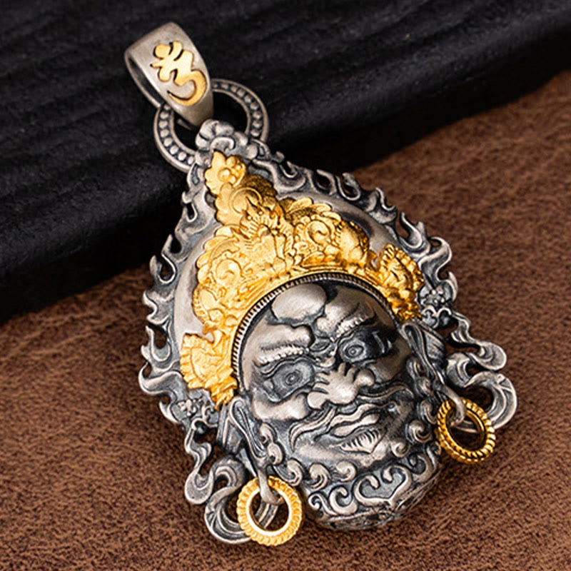 Collana con ciondolo in argento sterling 925 Buddha Stones in argento sterling tibetano giallo Jambhala, dio della ricchezza e protezione