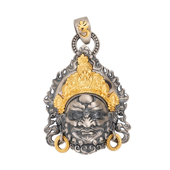Collana con ciondolo in argento sterling 925 Buddha Stones in argento sterling tibetano giallo Jambhala, dio della ricchezza e protezione
