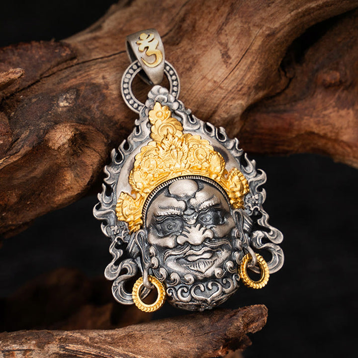 Collana con ciondolo in argento sterling 925 Buddha Stones in argento sterling tibetano giallo Jambhala, dio della ricchezza e protezione