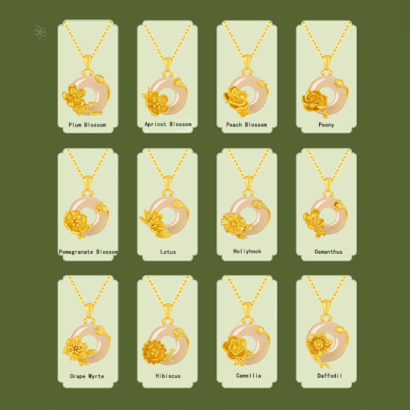 Collana con ciondolo a forma di fiori con fibbia della pace in argento sterling 925, Buddha Stones, calcedonio