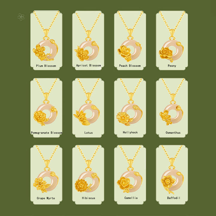 Collana con ciondolo a forma di fiori con fibbia della pace in argento sterling 925, Buddha Stones, calcedonio