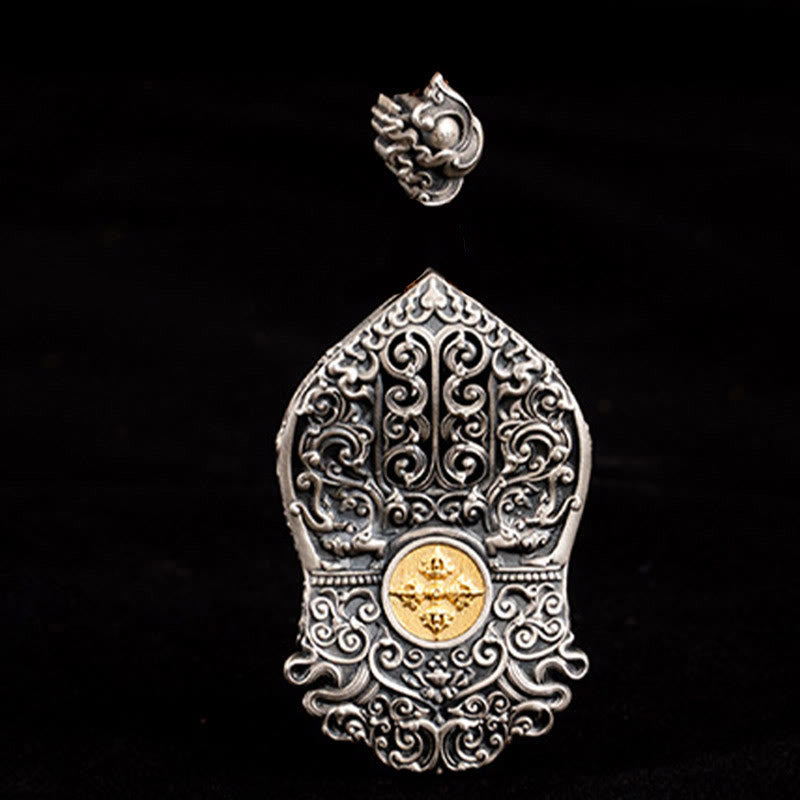 Collana con ciondolo di protezione in argento sterling 925 Buddha Stones perline Dzi tibetane Zakiram della dea della ricchezza