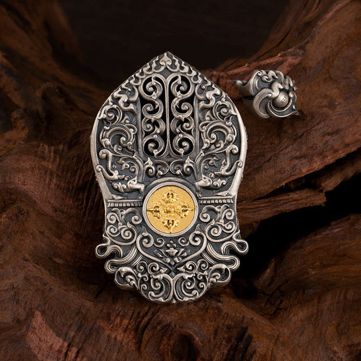 Collana con ciondolo di protezione in argento sterling 925 Buddha Stones perline Dzi tibetane Zakiram della dea della ricchezza
