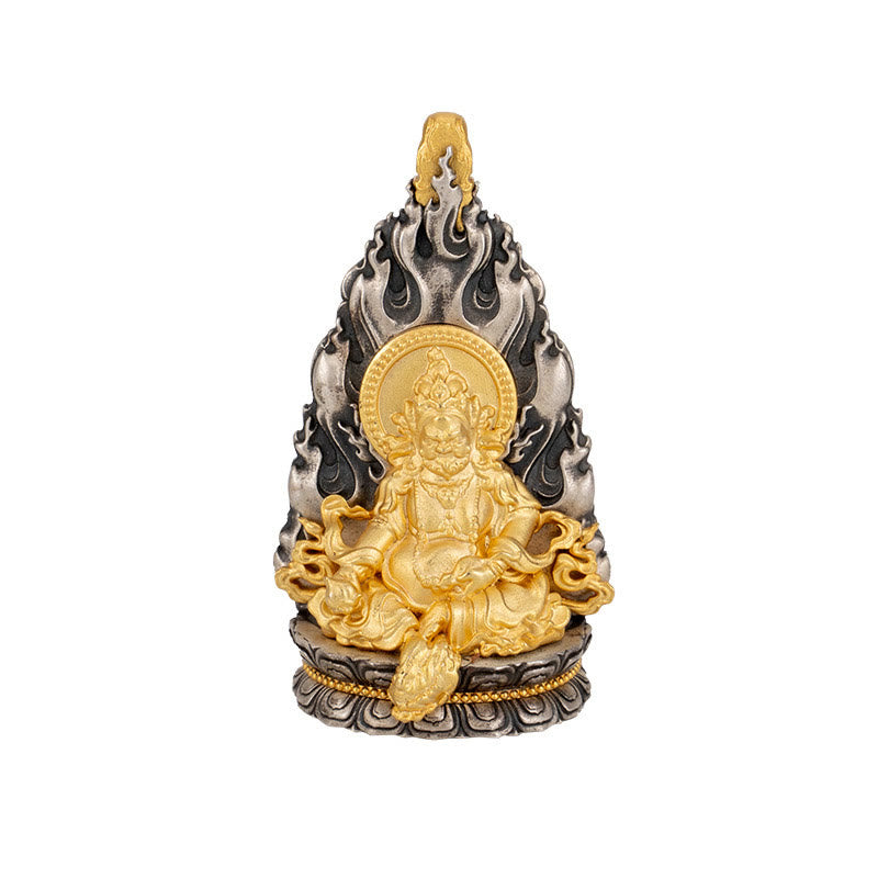Collana con ciondolo a Buddha Stones in argento sterling 925 Tibet Yellow Jambhala, Dio della ricchezza e benedizione