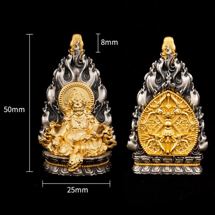 Collana con ciondolo a Buddha Stones in argento sterling 925 Tibet Yellow Jambhala, Dio della ricchezza e benedizione