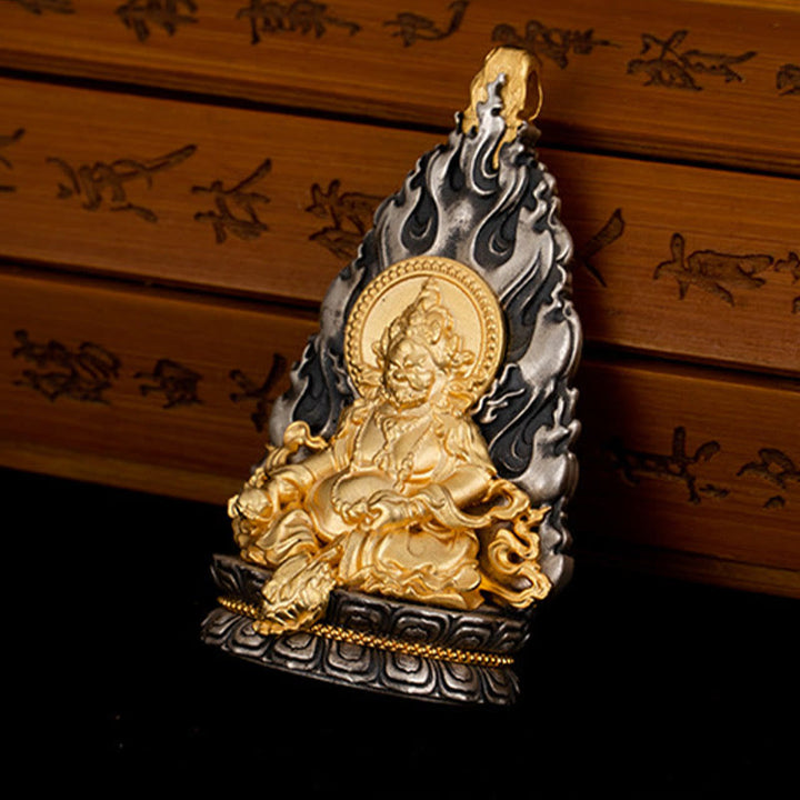 Collana con ciondolo a Buddha Stones in argento sterling 925 Tibet Yellow Jambhala, Dio della ricchezza e benedizione