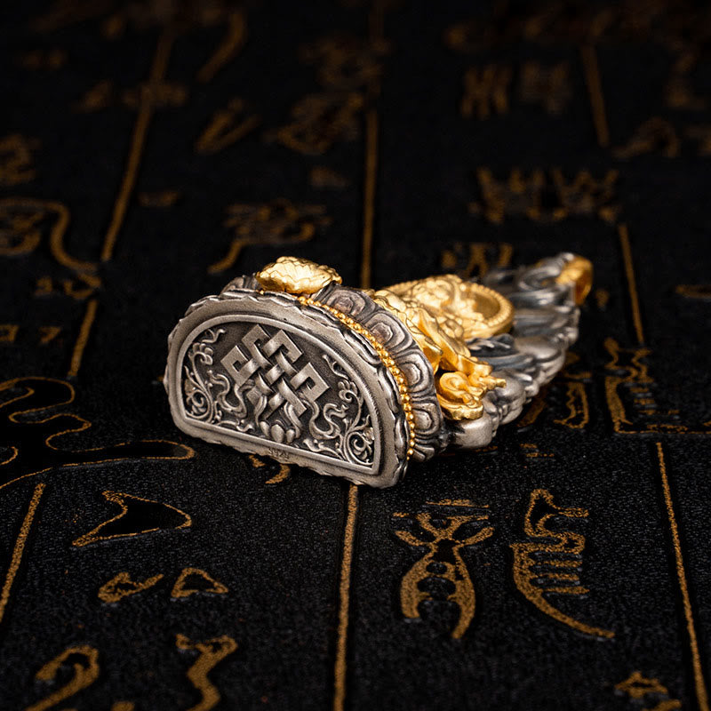 Collana con ciondolo a Buddha Stones in argento sterling 925 Tibet Yellow Jambhala, Dio della ricchezza e benedizione