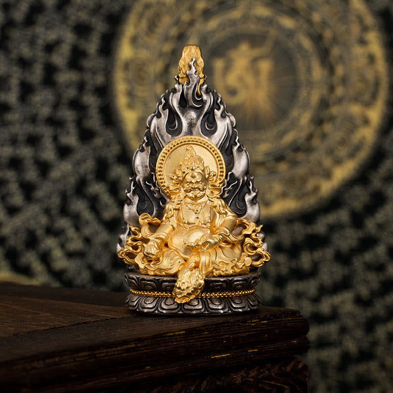 Collana con ciondolo a Buddha Stones in argento sterling 925 Tibet Yellow Jambhala, Dio della ricchezza e benedizione