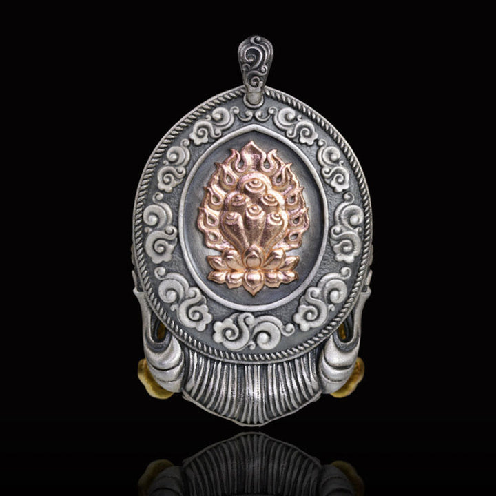 Buddha Stones Argento Sterling 925 Tibetano Zakiram Dea della Ricchezza Tieni Lontani gli Spiriti Maligni Collana Pendente