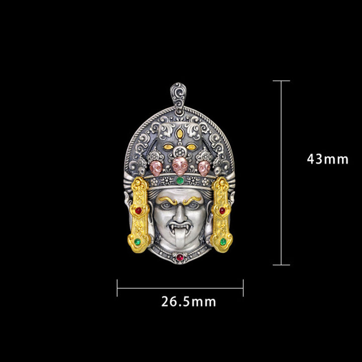 Buddha Stones Argento Sterling 925 Tibetano Zakiram Dea della Ricchezza Tieni Lontani gli Spiriti Maligni Collana Pendente