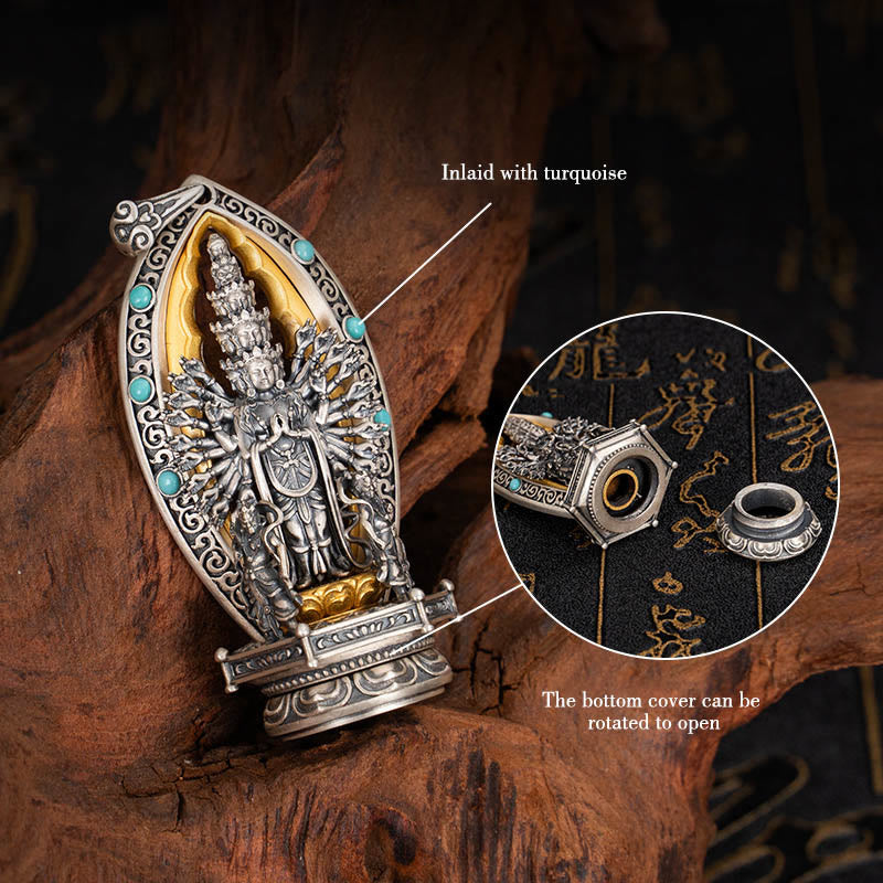 Collana con ciondolo della ricchezza Buddha Stones in argento sterling 925 con Guanyin dalle mille braccia, Kwan Yin, Avalokiteśvara - image 8
