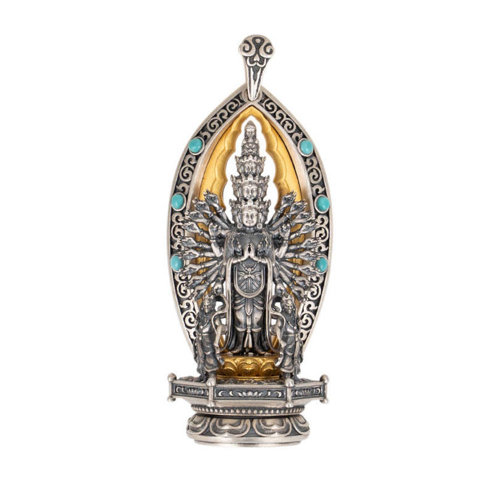 Collana con ciondolo della ricchezza Buddha Stones in argento sterling 925 con Guanyin dalle mille braccia, Kwan Yin, Avalokiteśvara - image 13