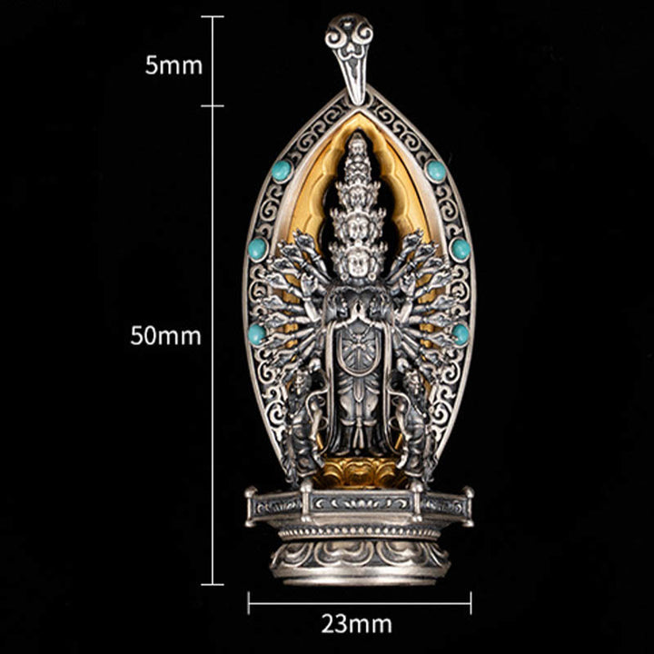 Collana con ciondolo della ricchezza Buddha Stones in argento sterling 925 con Guanyin dalle mille braccia, Kwan Yin, Avalokiteśvara - image 10