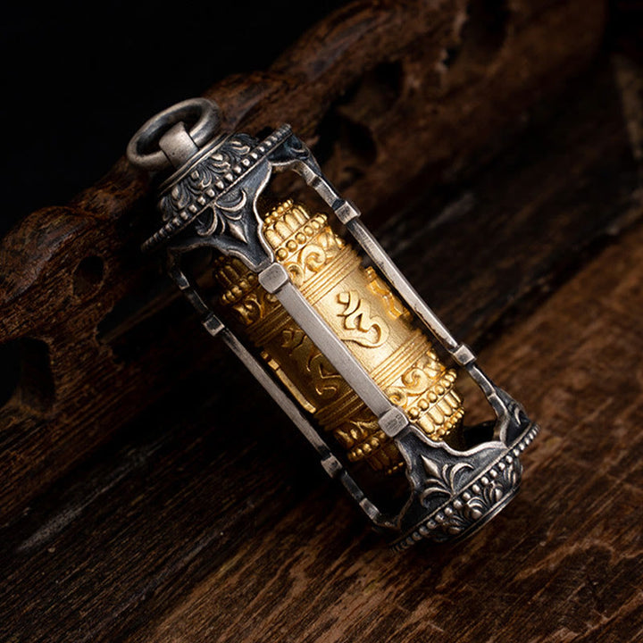 Collana con ciondolo a forma di ruota di preghiera tibetana in argento sterling 925 con pietre Buddha Stones, Om Mani Padme Hum, saggezza - image 10