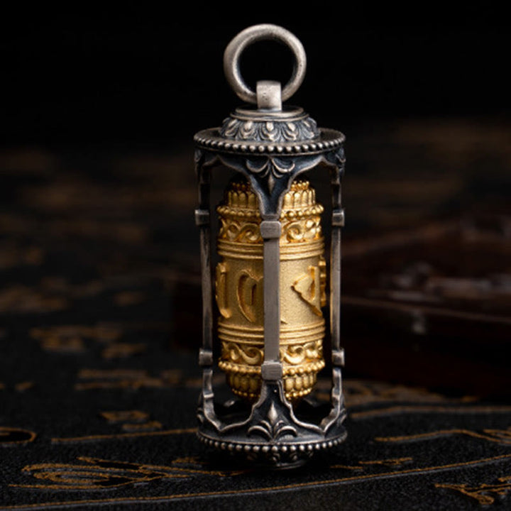 Collana con ciondolo a forma di ruota di preghiera tibetana in argento sterling 925 con pietre Buddha Stones, Om Mani Padme Hum, saggezza - image 8