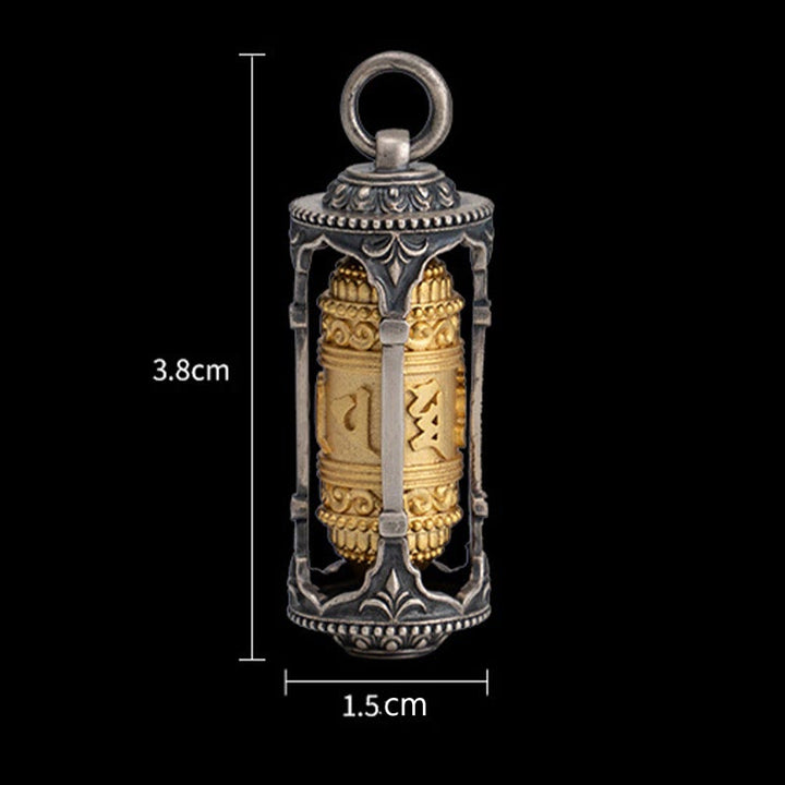 Collana con ciondolo a forma di ruota di preghiera tibetana in argento sterling 925 con pietre Buddha Stones, Om Mani Padme Hum, saggezza - image 12