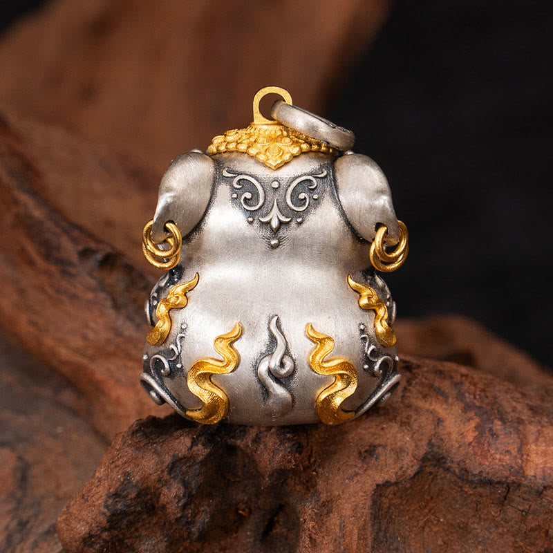 Collana con ciondolo in argento sterling 925 con protezione per topi sputa-tesoro tibetana Buddha Stones