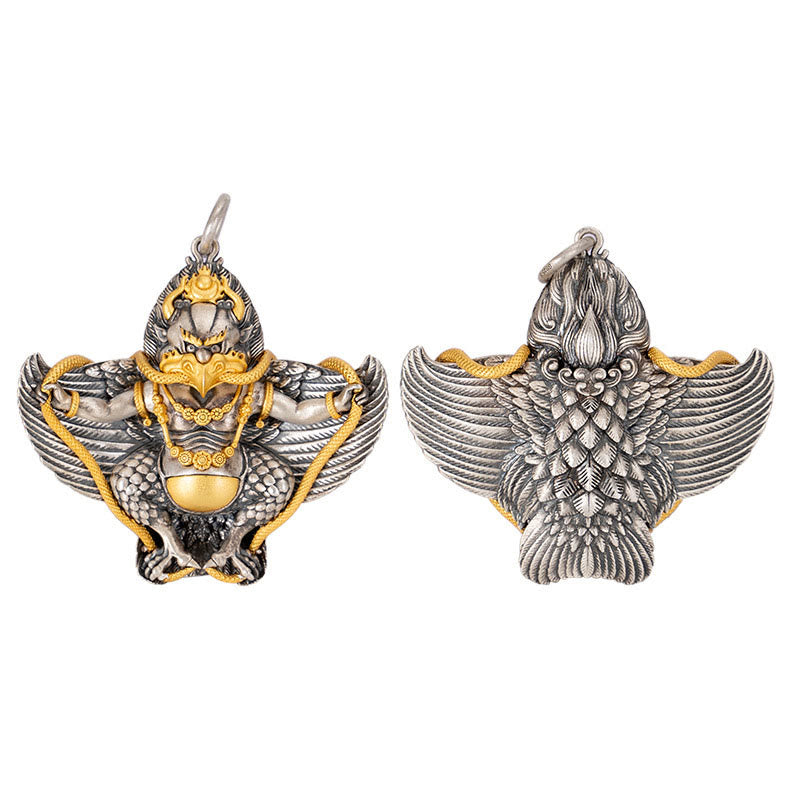 Collana con ciondolo a forma di uccello Garuda tibetano in argento sterling 925 Buddha Stones
