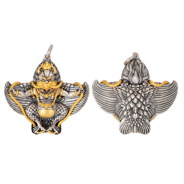 Collana con ciondolo a forma di uccello Garuda tibetano in argento sterling 925 Buddha Stones