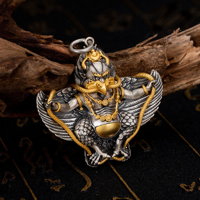 Collana con ciondolo a forma di uccello Garuda tibetano in argento sterling 925 Buddha Stones